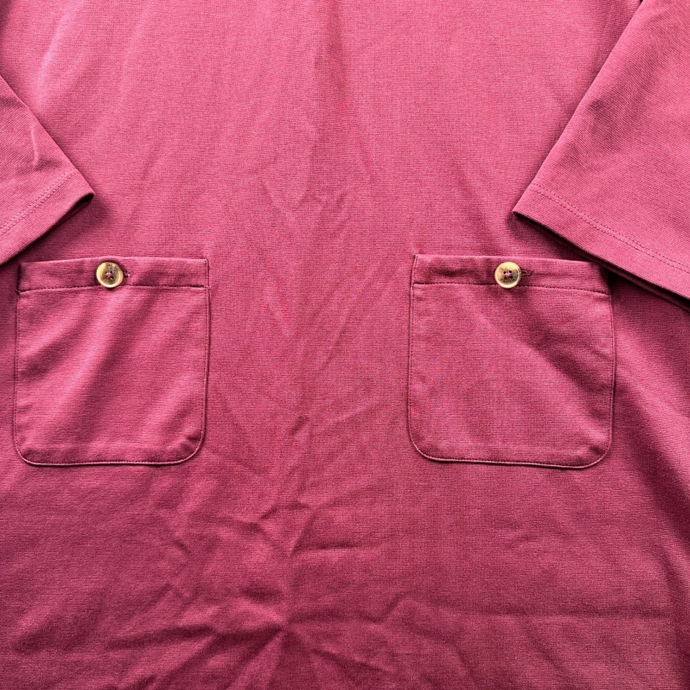 Tommy Bahama Womens XL Henley Dress Burgundy Cotton Blend Long Sleeve Pockets - Picture 4 of 10